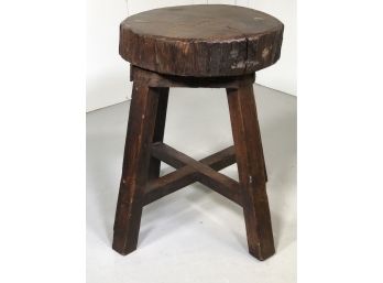 Beautiful Antique Stool - VERY OLD PIECE - All Hand Made - Very Cool Piece - Old Dark Surface Patina