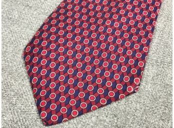 Beautiful Like New HERMES - PARIS Silk Tie - Red & Blue - Very Nice Tie - Nice Pattern & Color - $200 Retail