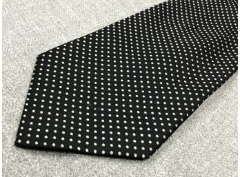 Brand New FENDI Black Label - All Pure Silk Tie - Made In Italy - Black With White Dots - FANTASTIC TIE !