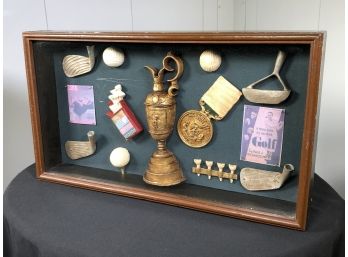 Very Nice Vintage Golf Themed Shadow Box - Great Mancave / Recreation Room Decoration - Nicely Done Piece