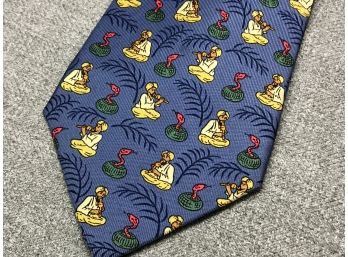 Fantastic Like New HERMES Graphic Silk Tie - Snake Charmer / King Cobra - $200 Retail - Fantastic All Silk Tie