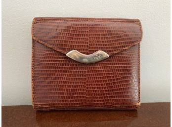 Ralph Lauren Lizard Skin Leather Wallet With Sterling Silver Clasp