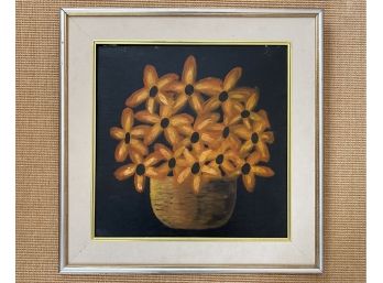 Framed Floral Painting On Canvas Board