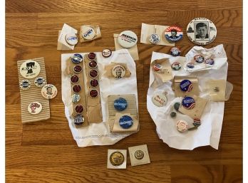 Huge Lot Of Vintage Political Motif Lapel Pin / Buttons