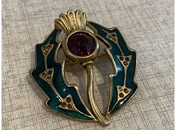 Vintage Gold Tone And Gemstone Designer Brooch By Solvar Made In Ireland