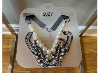 Brand New Multi-chain And Peal Adjustable Choker Necklace