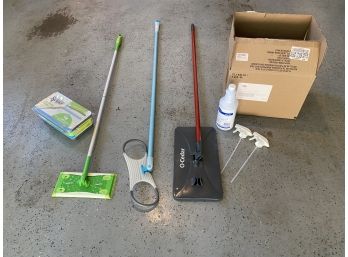 Bundle Of Cleaning Products Including Virex - 3 Handled Mops And Case Of Solution