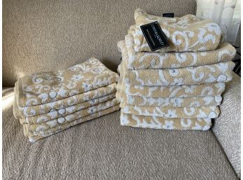 Cynthia Rowley Cotton Towel Bath Set Dusty Yellow / White Paisley Pattern