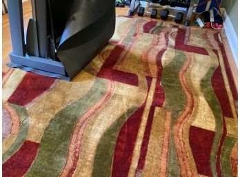 Low Pile Geometric Design Area Rug With Non-slip Backing