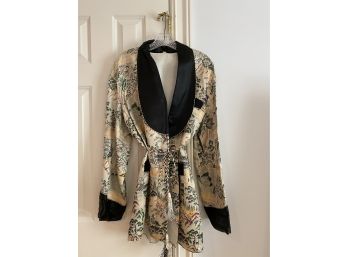 Vintage Silk Brocade Japanese / Chinese Smoking Jacket Kimono, 1940s, 1950s - Large