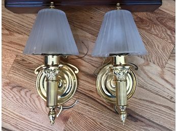 Pair Of Brass Sconces