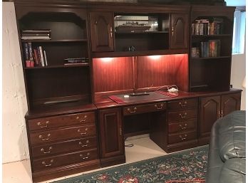 Ethan Allen Desk With Hutch And Bookcases
