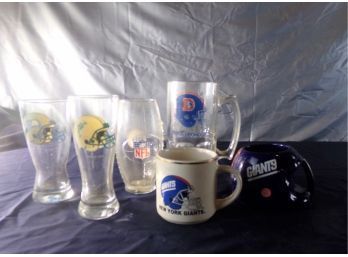 Lot Of 6 Mixed NFL Teams Mugs And Glasses