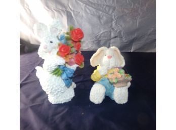 Lot Of 2 Resin Bunnies