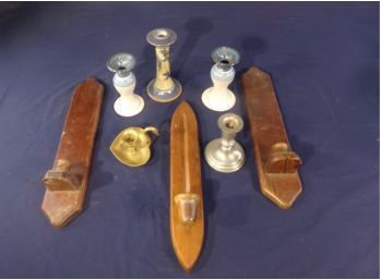 Lot Of 8 Mixed Candle Stick Holders