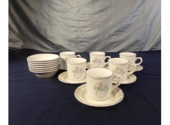 Set Of 6 Tapestry Bowls Saucers And Coffee Cups