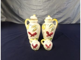 Oil - Vinegar Dispenser Set With Salt And Pepper Shakers