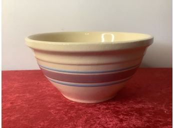 Pink And Blue Striped Pottery Bowl