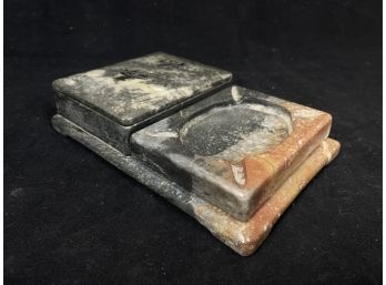 Antique Soapstone Ashtray With Storage Box