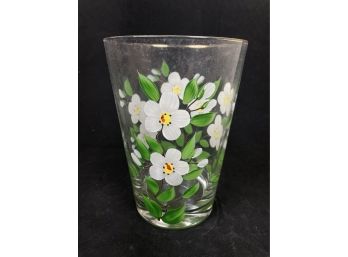 White Flower Painted Glass