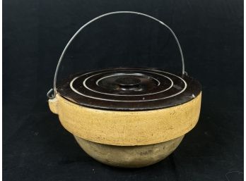 Lidded Handled Pottery Bowl