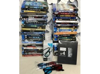 Awesome Group Of BLU-RAY 3D, ULTRA 4 K DVDS And 3D Glasses