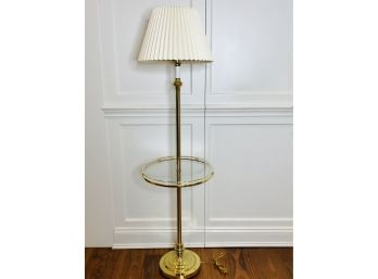 MCM Brass Floor Lamp With Glass Table