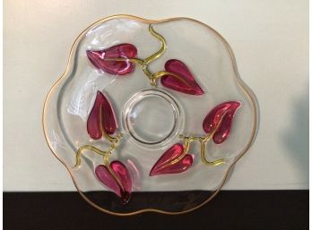 Lovely Leafy Platter Midcentury Glass Leaf Motif