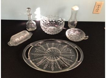 Vintage Glass Serving Ware Lot Platter And More