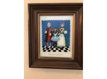 Epraim & Sarah Painting On Glass Itinerant Style Nice Frame