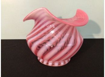 Spiral Optic Cranberry Swirl Vase ?Fenton