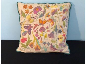 Vintage Crewel Work Pillow