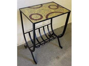 Glass Top Side Table With Metal Base