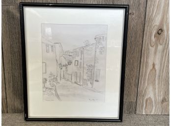 A Framed & Signed Sketch Of A Street Scene, Framed On Madison Ave NYC