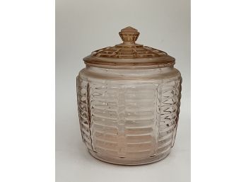 Anchor Hocking Pink Ribbed Beehive Depression Glass Jar
