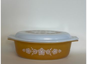 Vintage Pyrex Butterfly Gold Casserole Dish