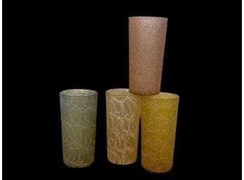 Four MCM Spaghetti Roly Poly Color Craft Highball Glasses