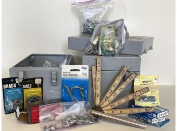 Two Metal Storage Bins With Lots Of Goodies