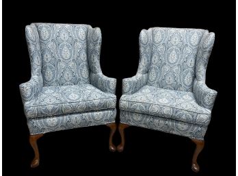 BEAUTIFUL Pair Of Paisley Wingback Chairs In Great Condition