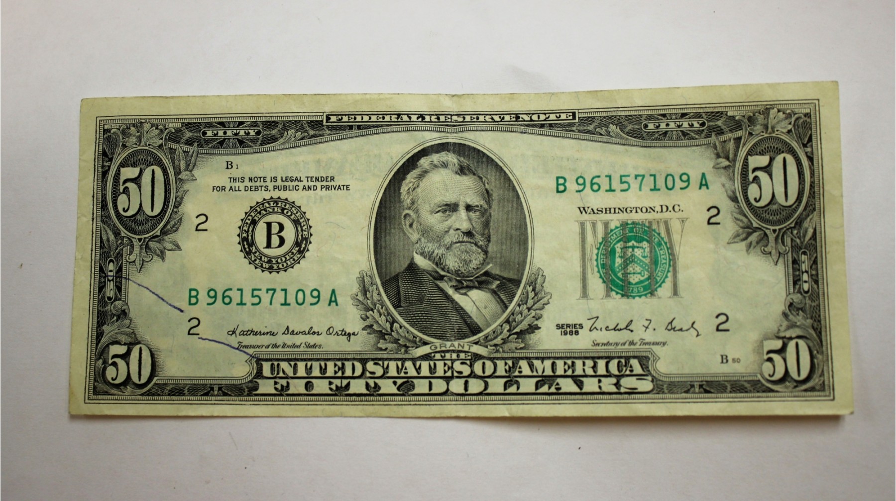 1986 United States Federal Reserve $50 Fifty Dollar Bill