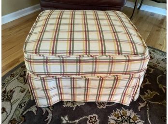 Plaid Slipcovered Ottoman