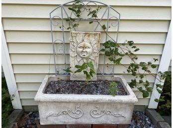 Rectangular Fountain With Metal Trellis And Sun Back