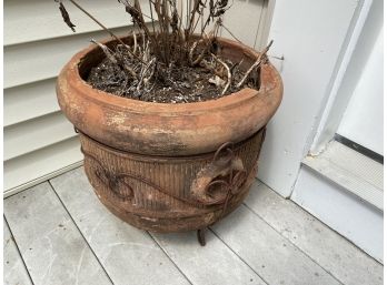 Two Large Planters In Metal Stands