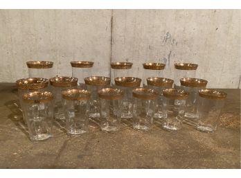 Set Of Gold Rimmed Glasses