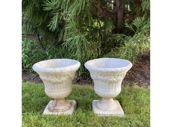 Pair Concrete Urn Shaped Planters