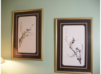 Two Lovely Framed Charles Chu 'Original Prints' In Gold Frames