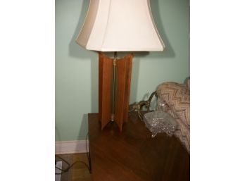 Phenomenal Pair Vintage Teak Mid Century Modern Lamps W/ Shades