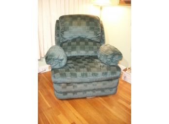 Nice Blue Fabric People Lounger Style Reclining Chair W/Swivel