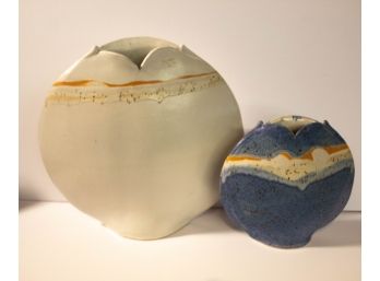 Pair Of Signed Pottery Vases