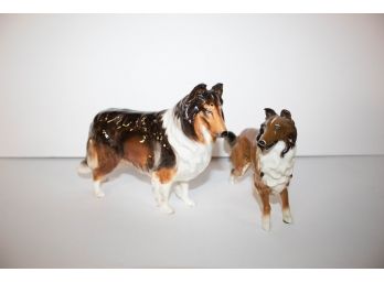 Pair Of Ceramic Collie Figurines